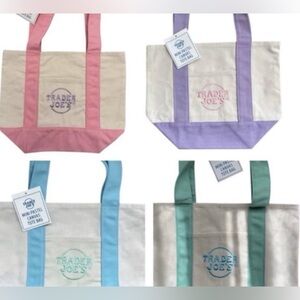 Trader Joe's Pastel Mini Canvas Tote Bags 2025 LIMITED EDITION - SET OF 4 - NEW